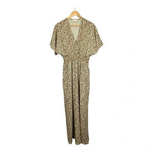 Dress Up Batwing Kaftan Style Leopard Print Maxi Dress Women Size Large‎